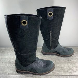 Sorel NL1924 Women’s Black & Green Suede Leather Waterproof Knee Hi Boots Size 7